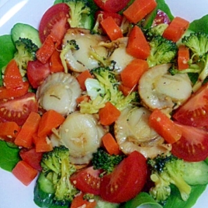 簡単☆彩り野菜と帆立のホットサラダ
